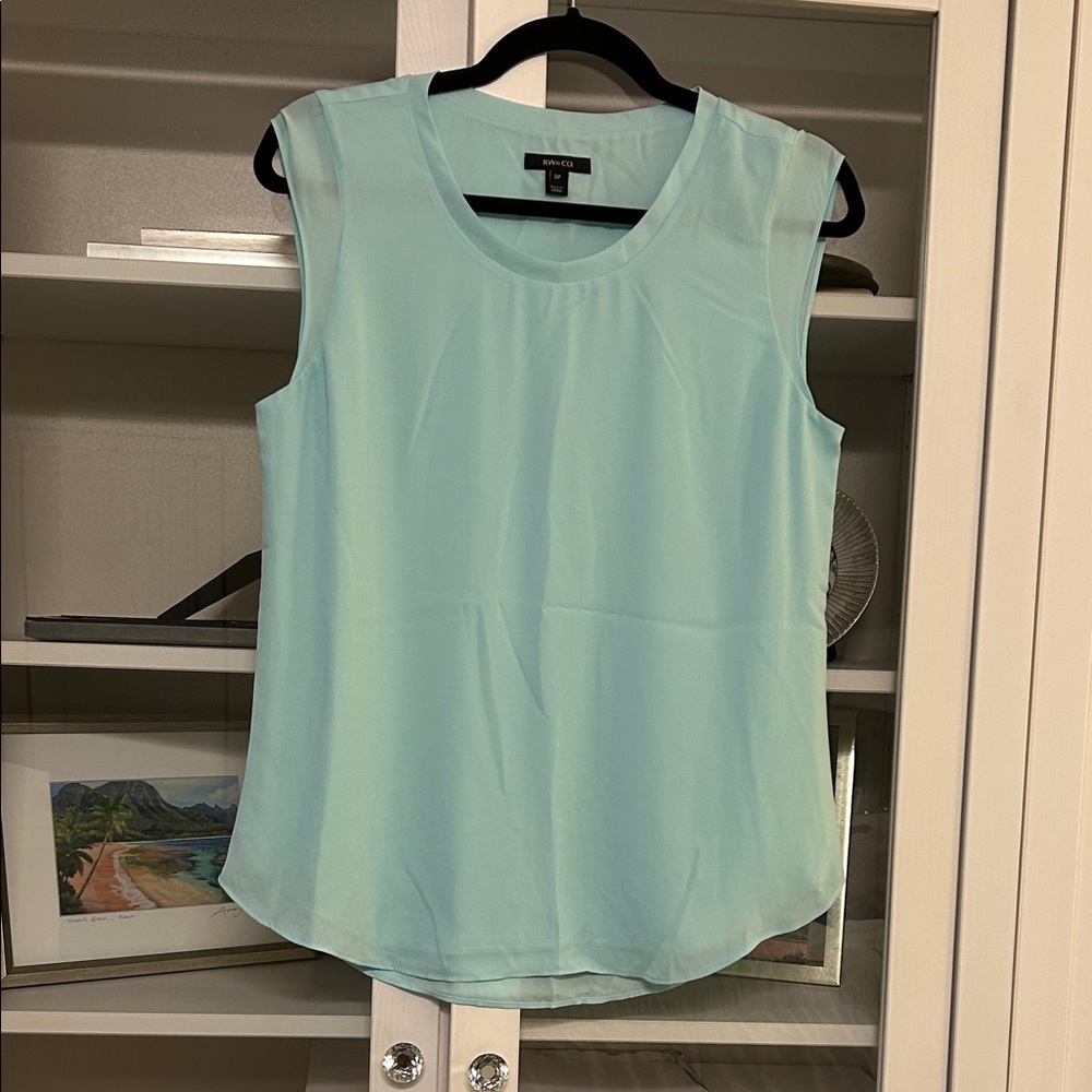 RW Sleeveless Scoop Neck Camisole - Mint/blue